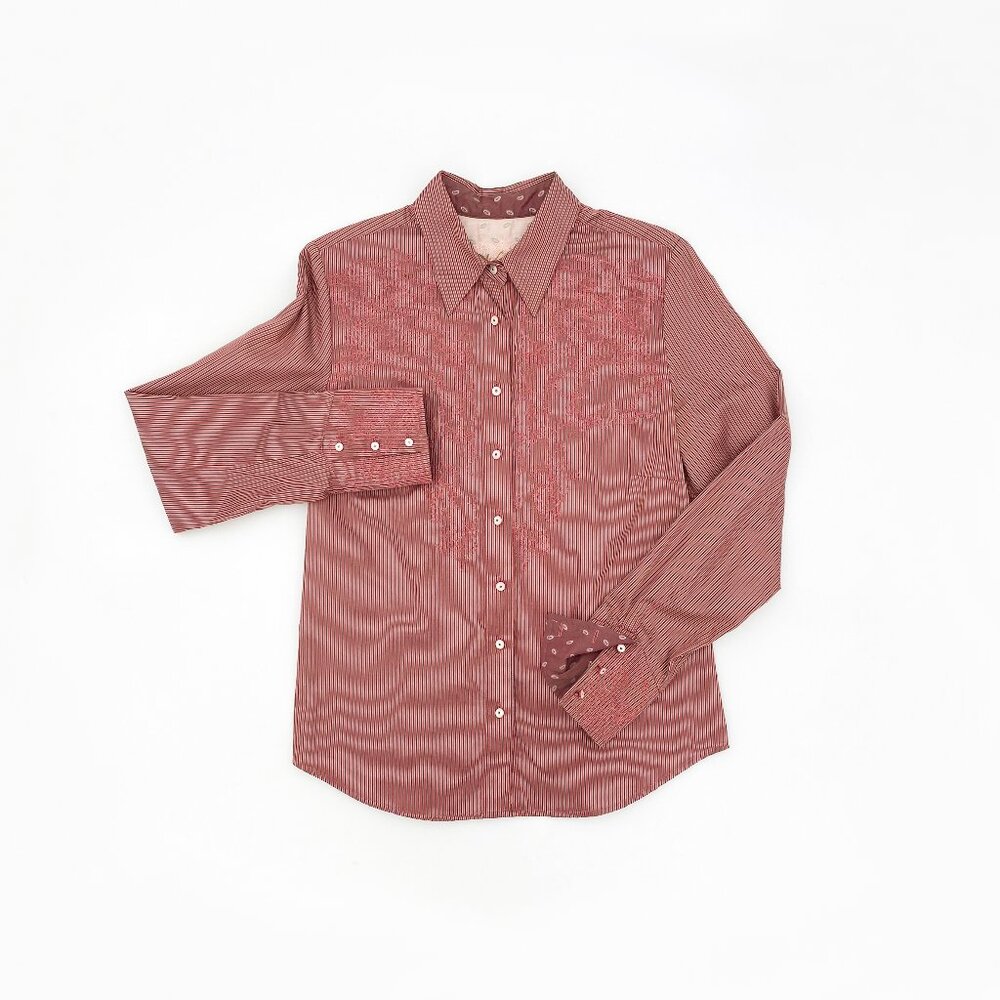 Robert Graham | Embroidered Long Sleeve Striped Button Down Shirt | EXCELLENT!!!
